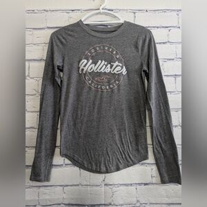 Hollister Gray Long Sleeve T Shirt Junior's Women's Size XS